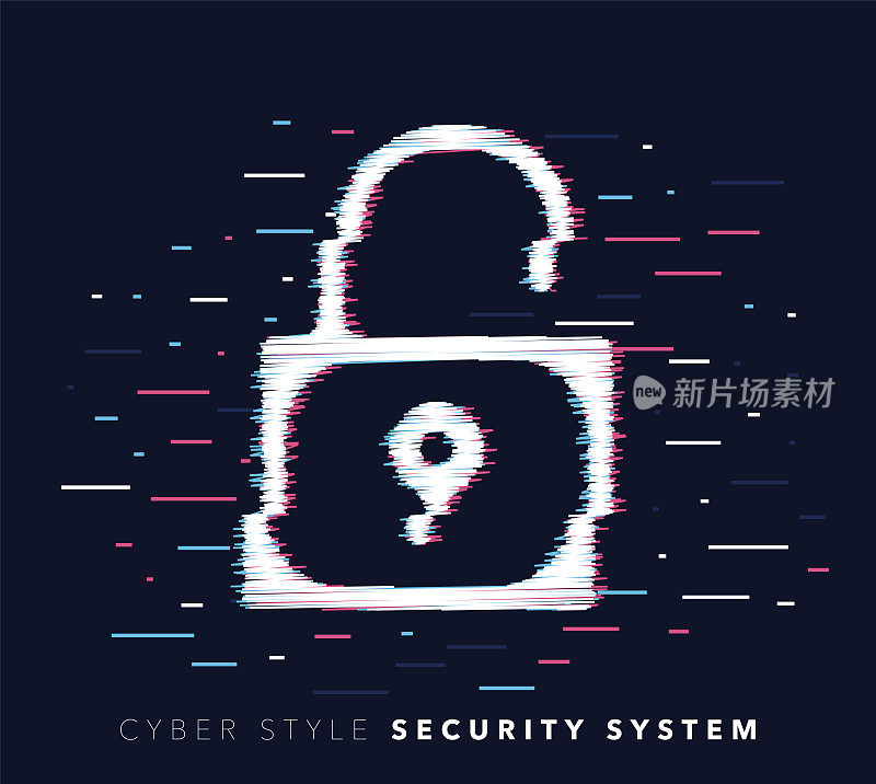 Security System Glitch Effect Vector Icon Illustration